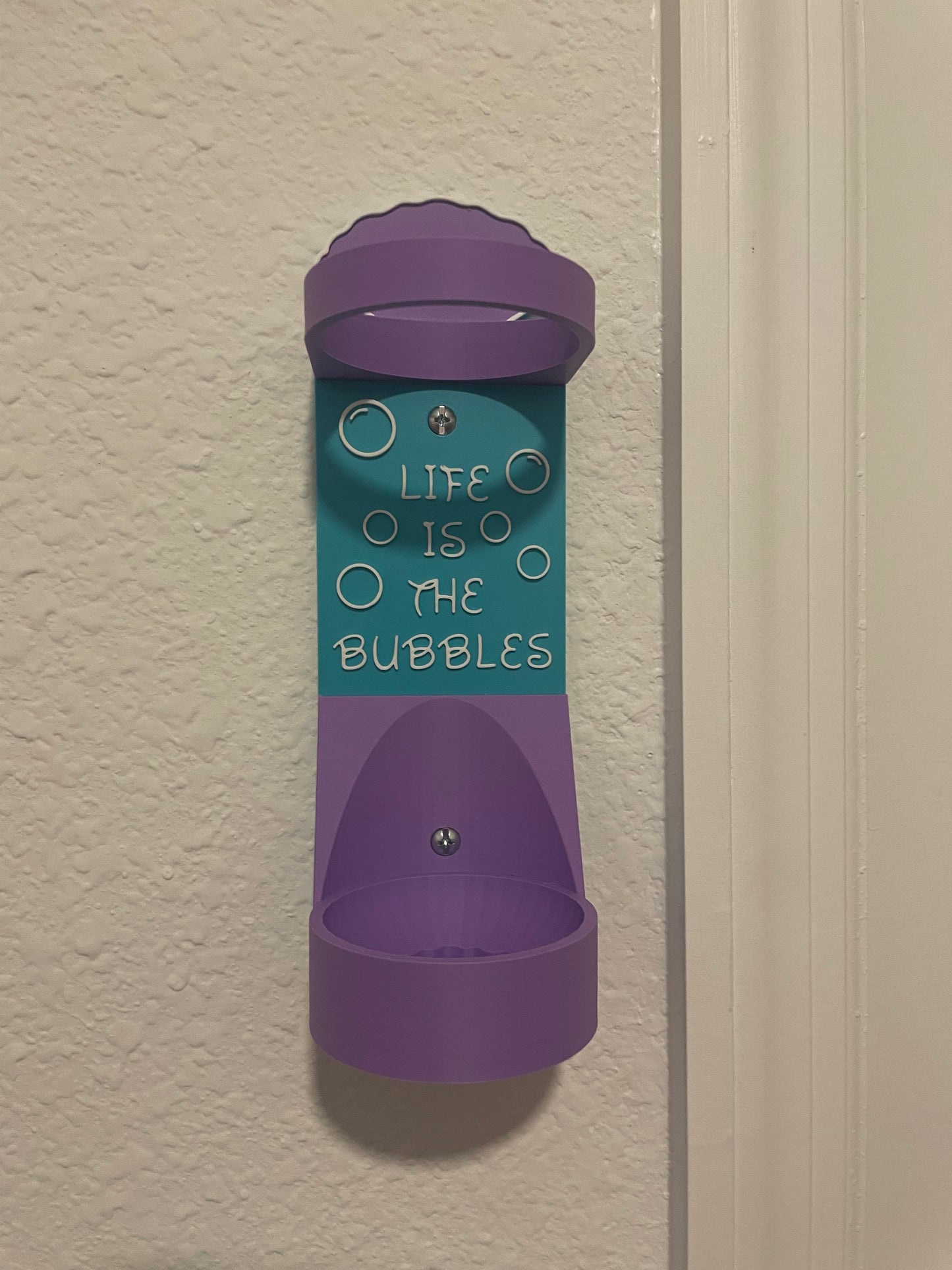 Mermaid Vertical Wall Mount Display for Theme Park Bubble Wands | 3D Printed Multi-Color Holders + Hardware Included