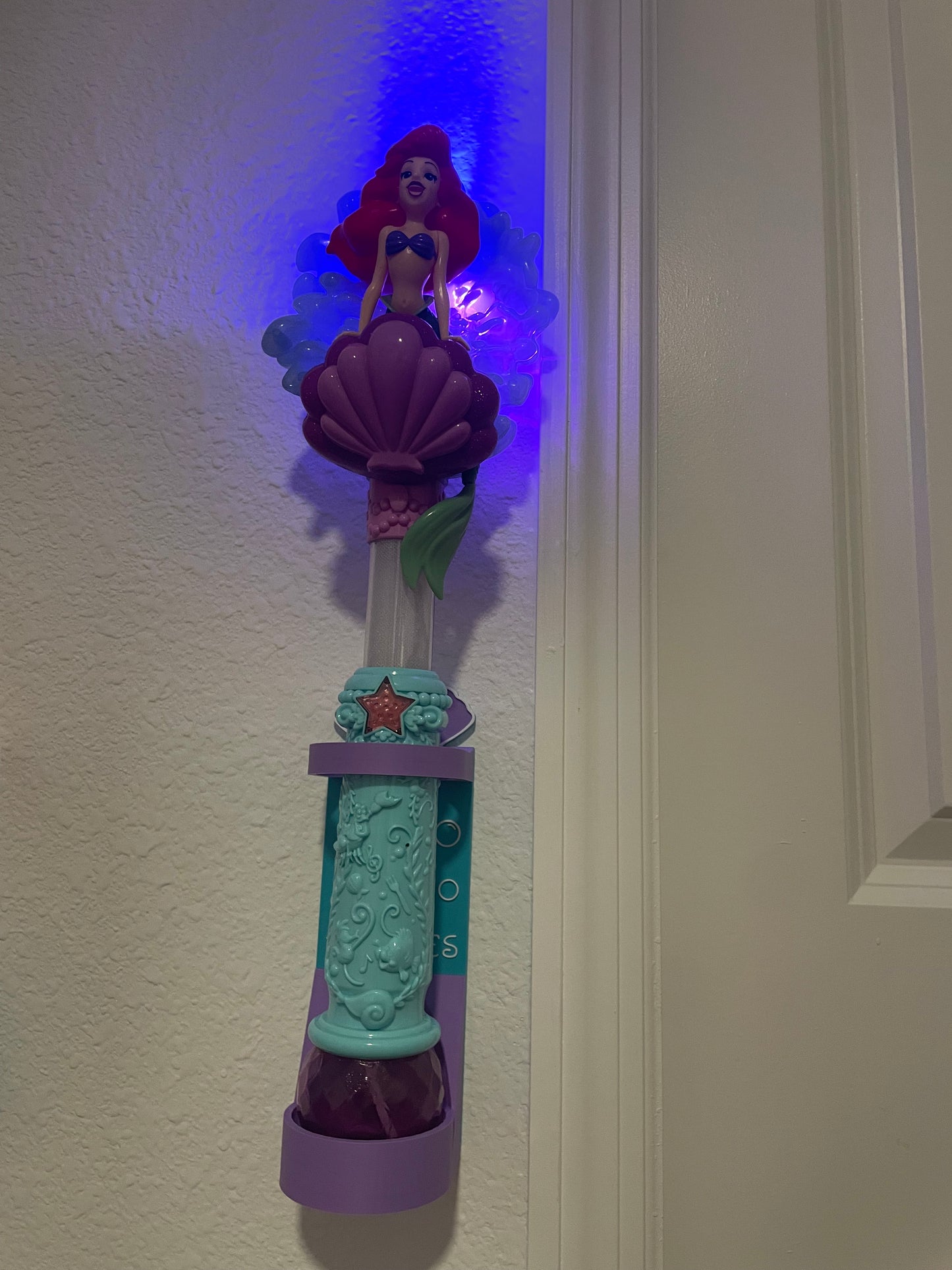 Mermaid Vertical Wall Mount Display for Theme Park Bubble Wands | 3D Printed Multi-Color Holders + Hardware Included