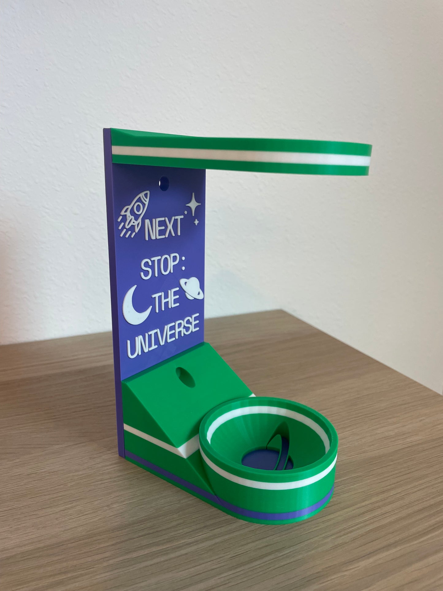 Space Hero Vertical Wall Mount Display for Theme Park Bubble Wands | 3D Printed Multi-Color Holders + Hardware Included