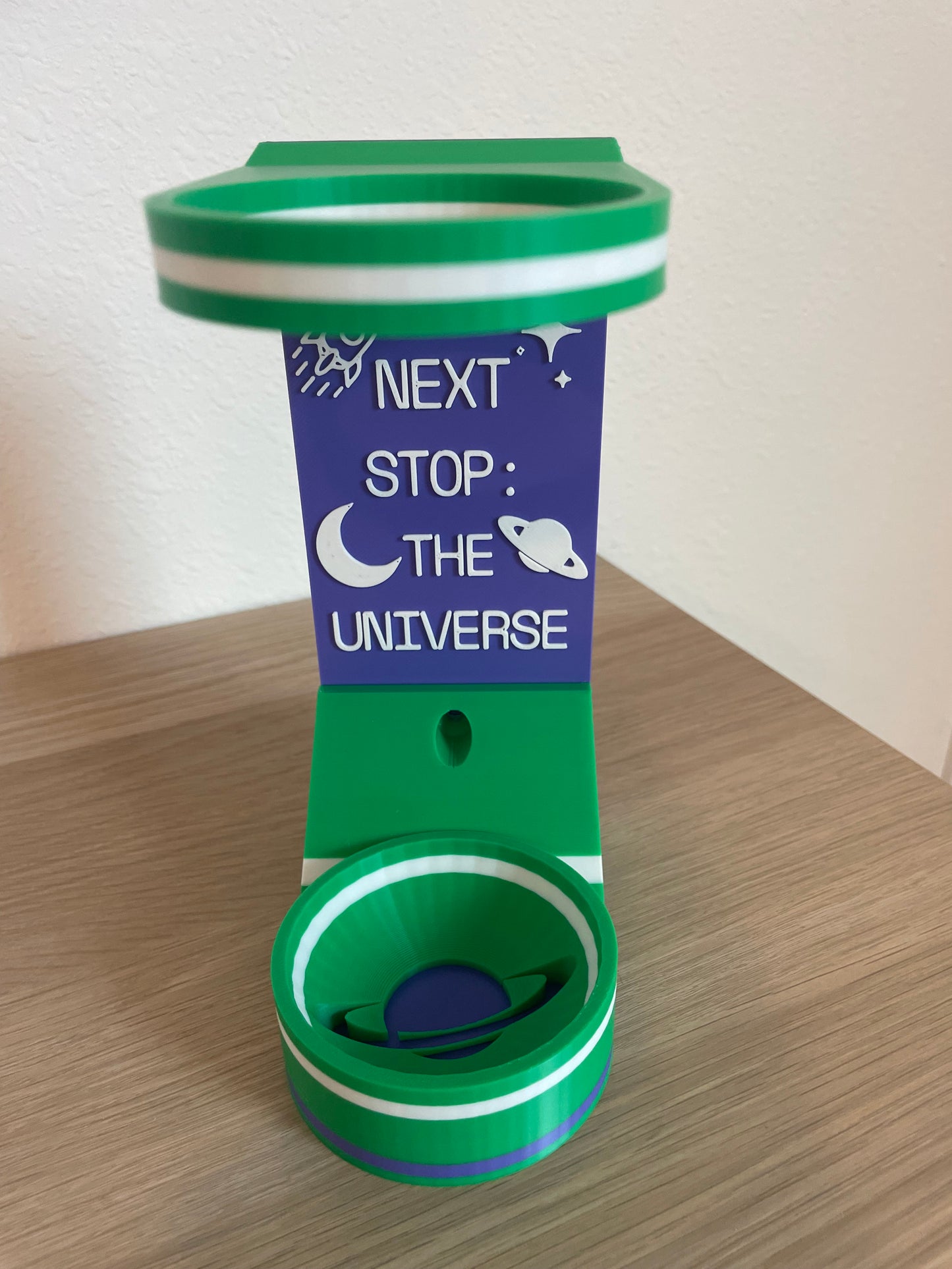 Space Hero Vertical Wall Mount Display for Theme Park Bubble Wands | 3D Printed Multi-Color Holders + Hardware Included