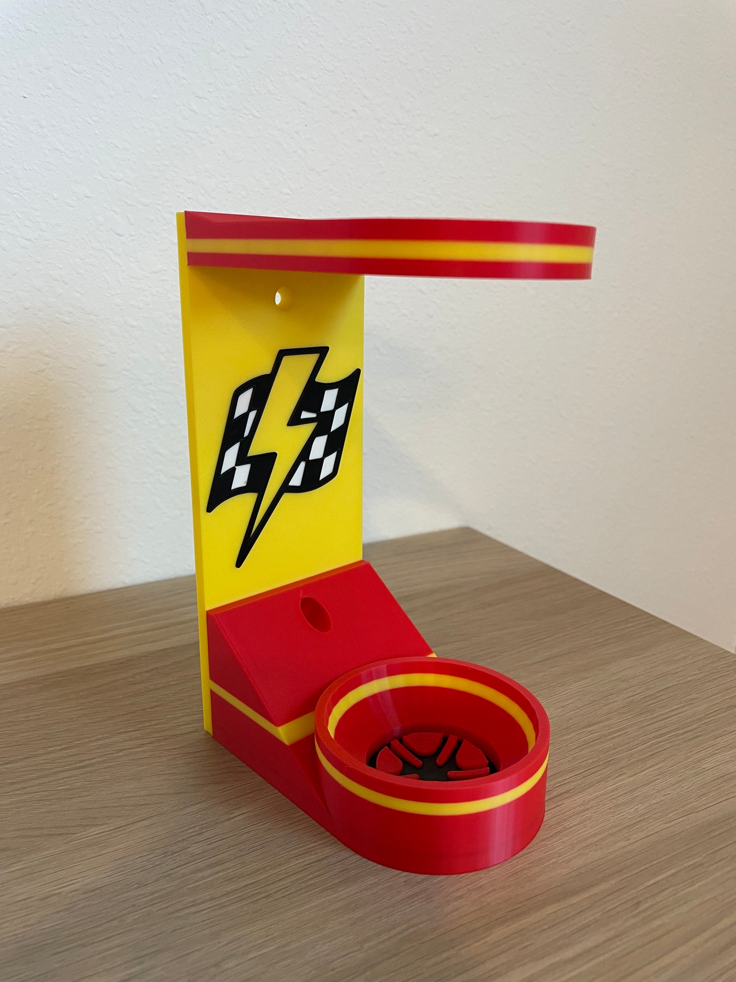 Lightning Bolt Vertical Wall Mount Display for Theme Park Bubble Wands | 3D Printed Multi-Color Holders + Hardware Included