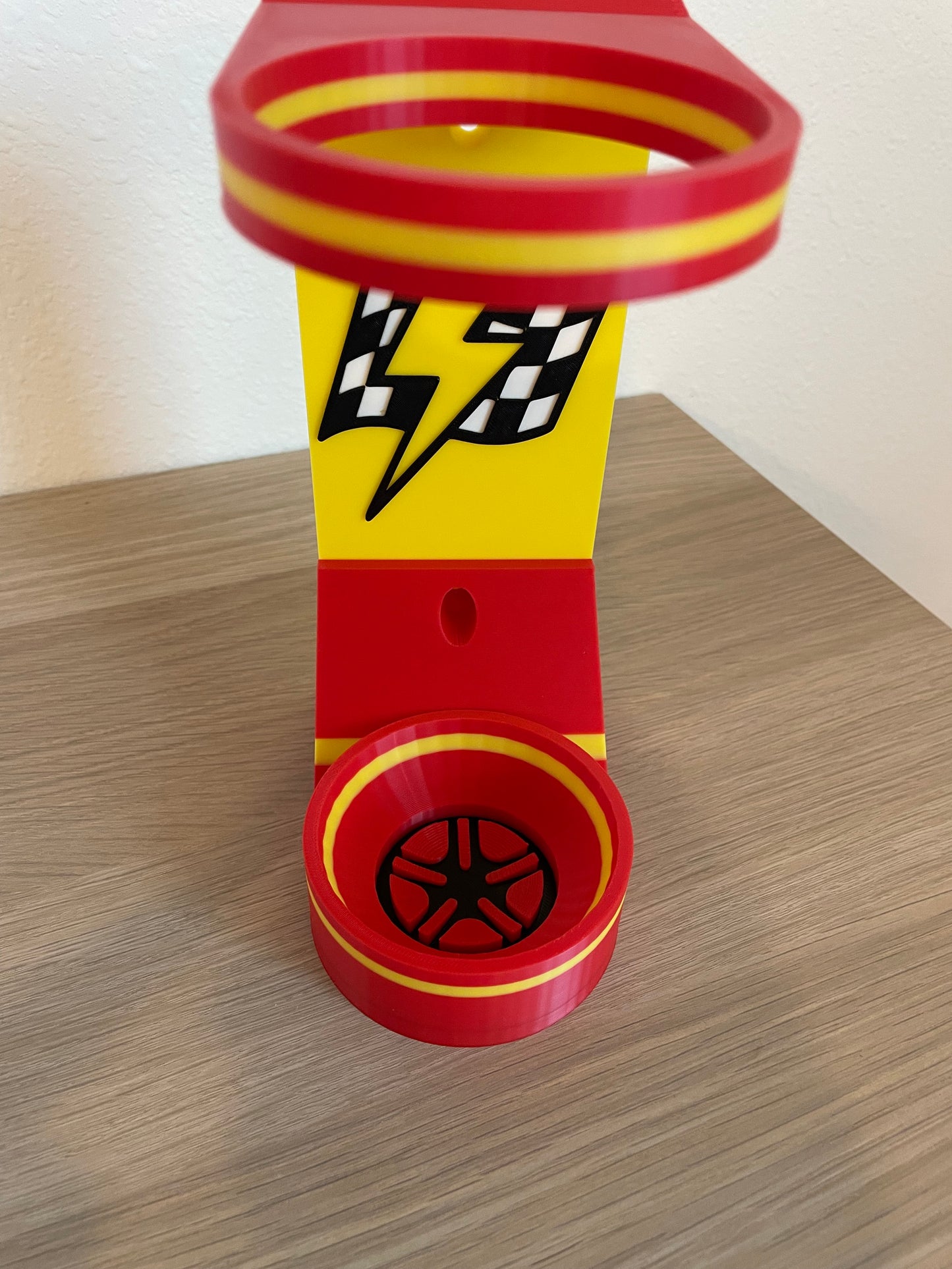 Lightning Bolt Vertical Wall Mount Display for Theme Park Bubble Wands | 3D Printed Multi-Color Holders + Hardware Included