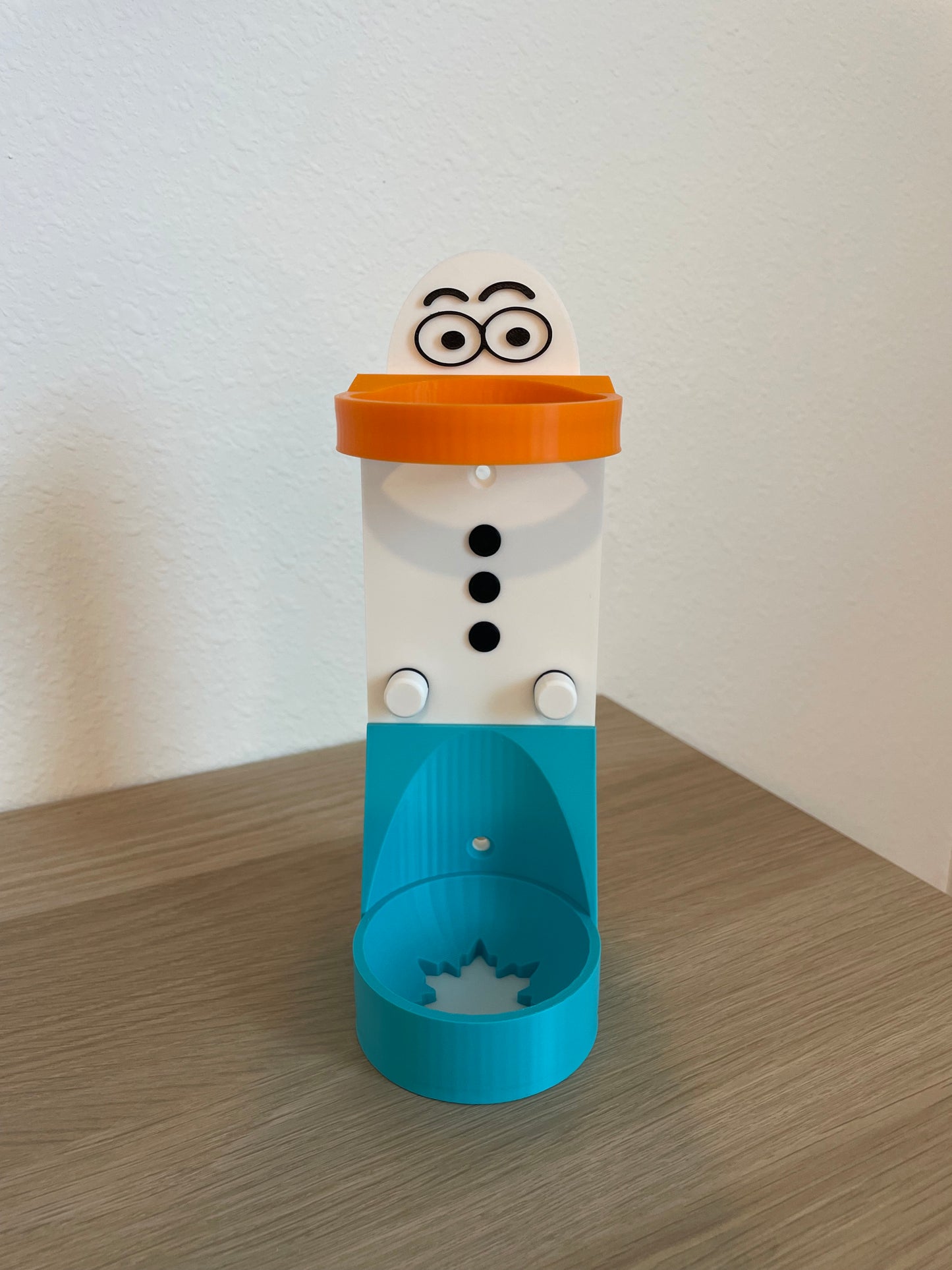 Snowman Vertical Wall Mount Display for Theme Park Bubble Wands | 3D Printed Multi-Color Holders + Hardware Included