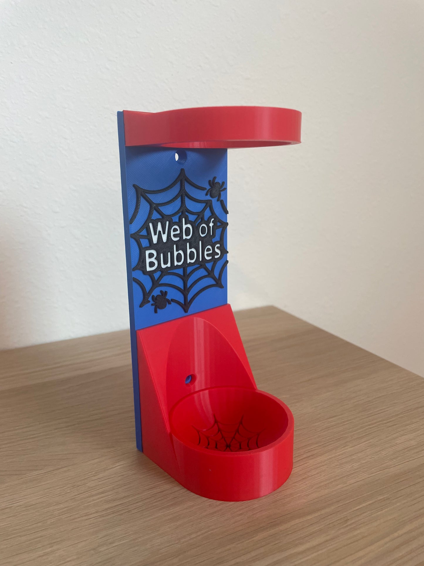 Friendly Hero Vertical Wall Mount Display for Theme Park Bubble Wands | 3D Printed Multi-Color Holders + Hardware Included