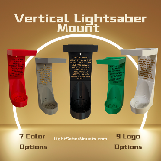 Vertical Lightsaber Wall Mount Organizer | Pick Your Logo | Aurebesh Inscription | 3D Printed | Hardware Included