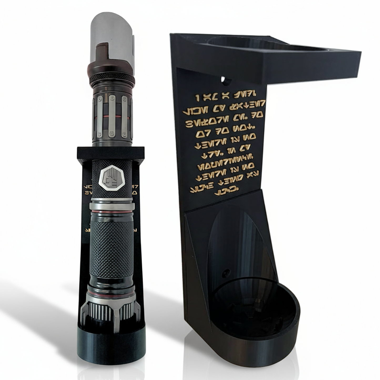 Vertical Lightsaber Wall Mount Organizer | Pick Your Logo | Aurebesh Inscription | 3D Printed | Hardware Included