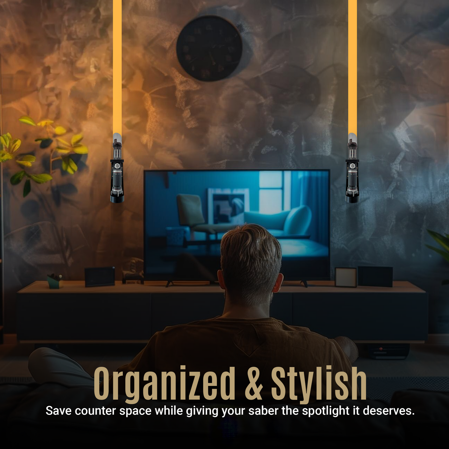 Vertical Lightsaber Wall Mount Organizer | Pick Your Logo | Aurebesh Inscription | 3D Printed | Hardware Included