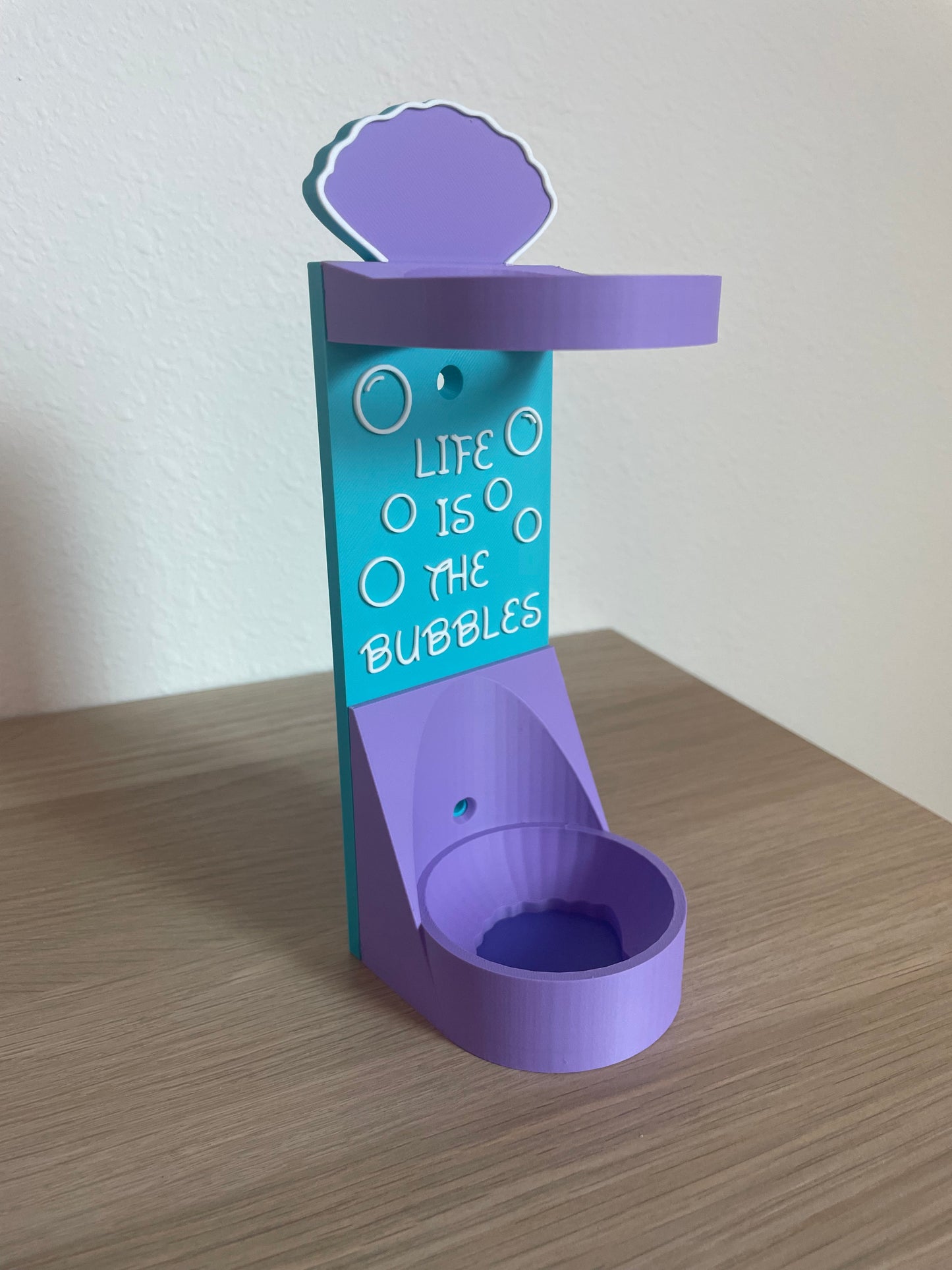 Mermaid Vertical Wall Mount Display for Theme Park Bubble Wands | 3D Printed Multi-Color Holders + Hardware Included