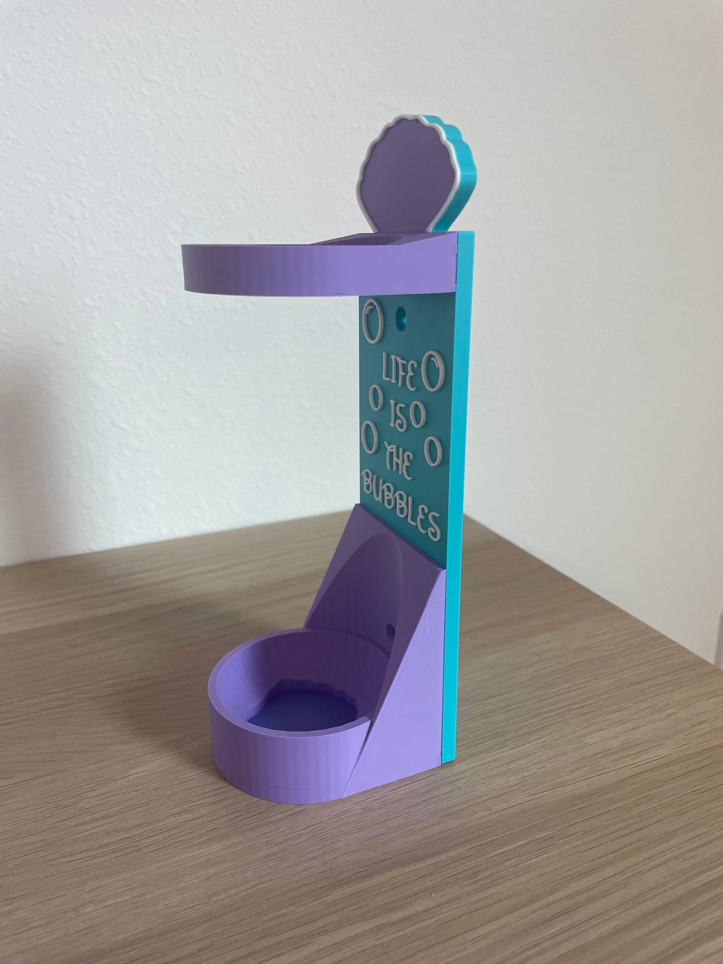 Mermaid Vertical Wall Mount Display for Theme Park Bubble Wands | 3D Printed Multi-Color Holders + Hardware Included
