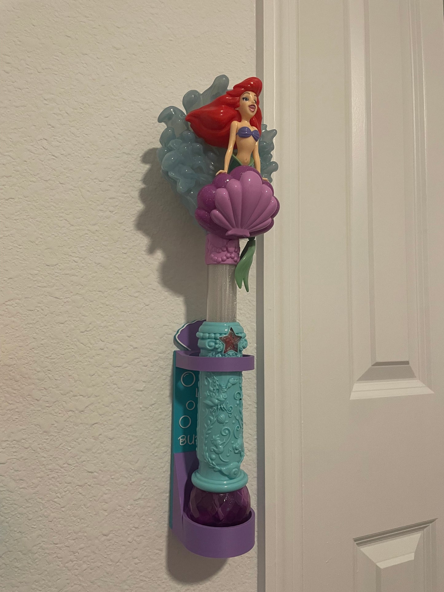 Mermaid Vertical Wall Mount Display for Theme Park Bubble Wands | 3D Printed Multi-Color Holders + Hardware Included