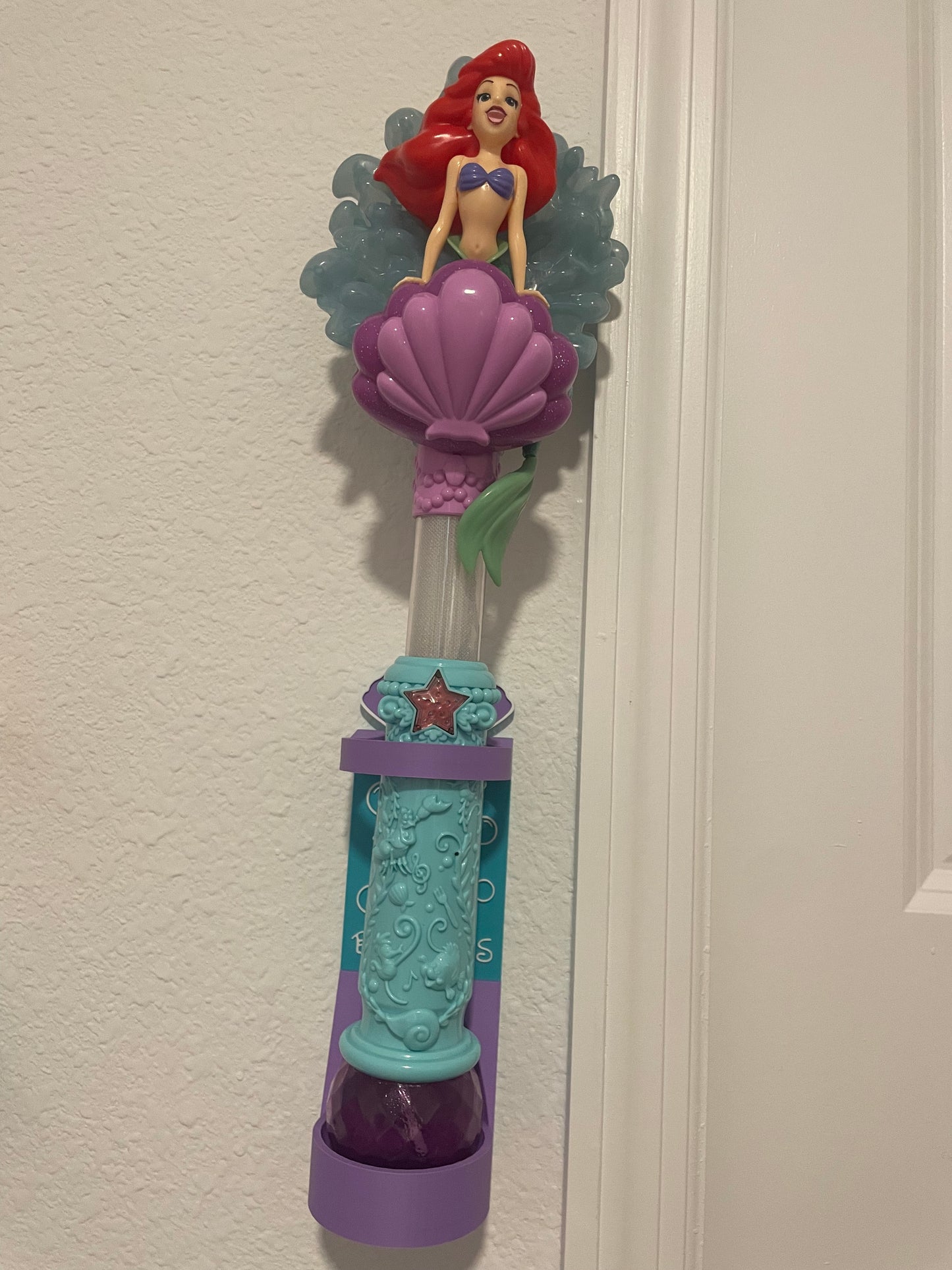 Mermaid Vertical Wall Mount Display for Theme Park Bubble Wands | 3D Printed Multi-Color Holders + Hardware Included