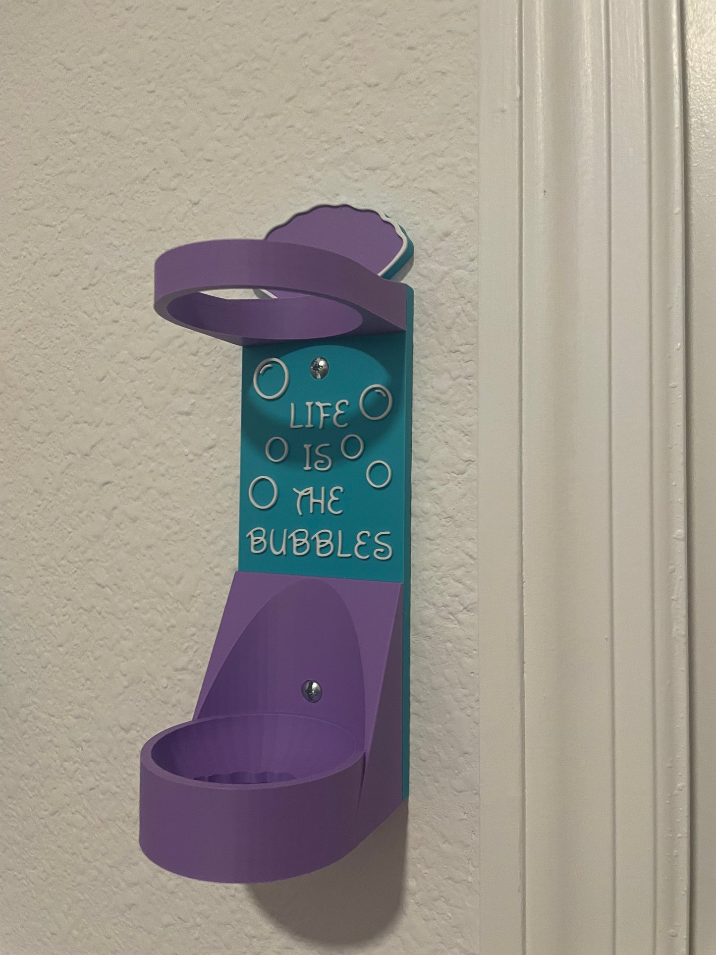 Mermaid Vertical Wall Mount Display for Theme Park Bubble Wands | 3D Printed Multi-Color Holders + Hardware Included