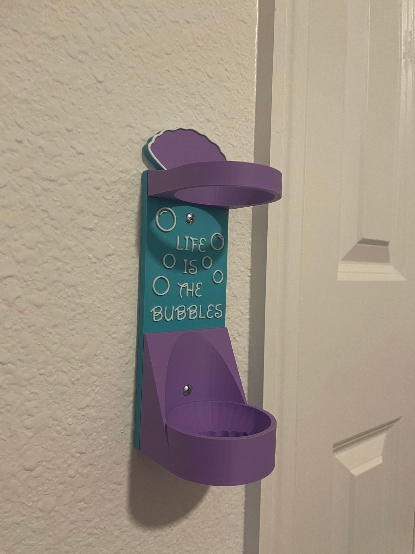Mermaid Vertical Wall Mount Display for Theme Park Bubble Wands | 3D Printed Multi-Color Holders + Hardware Included