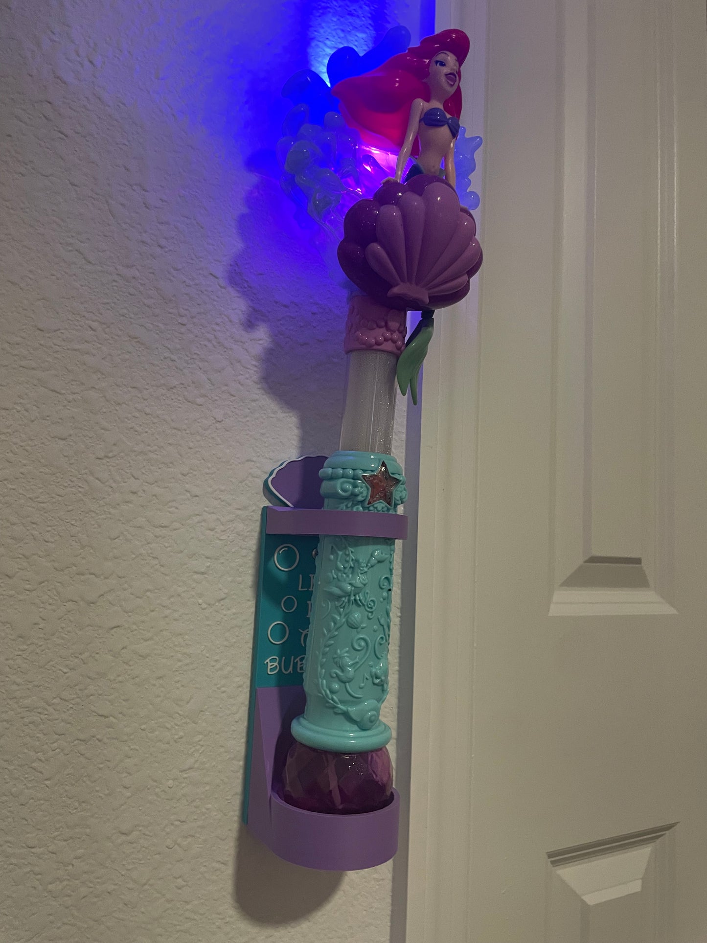 Mermaid Vertical Wall Mount Display for Theme Park Bubble Wands | 3D Printed Multi-Color Holders + Hardware Included