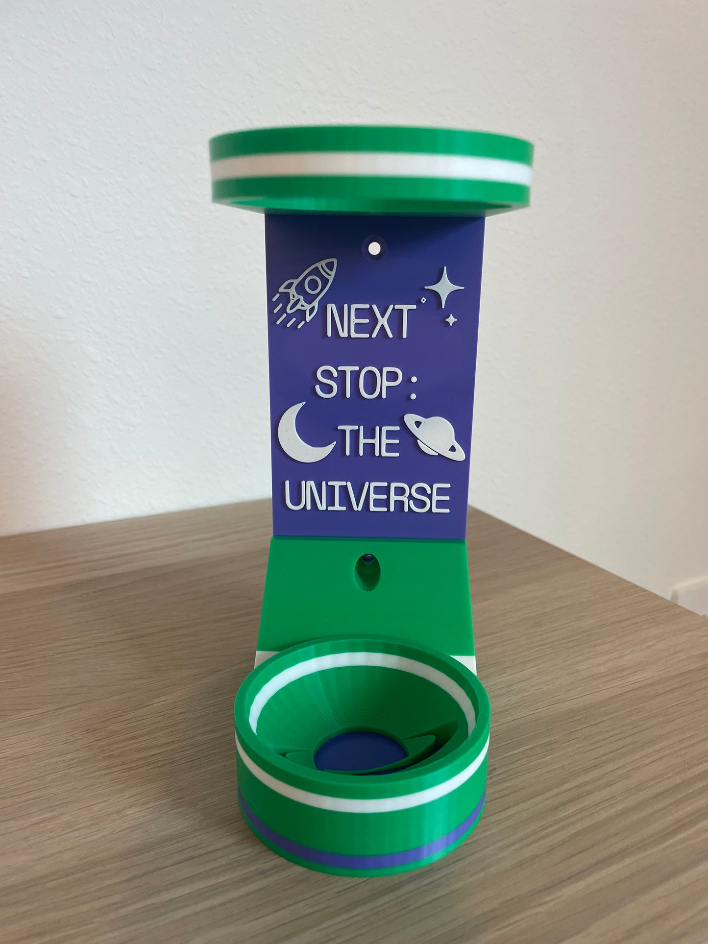 Space Hero Vertical Wall Mount Display for Theme Park Bubble Wands | 3D Printed Multi-Color Holders + Hardware Included