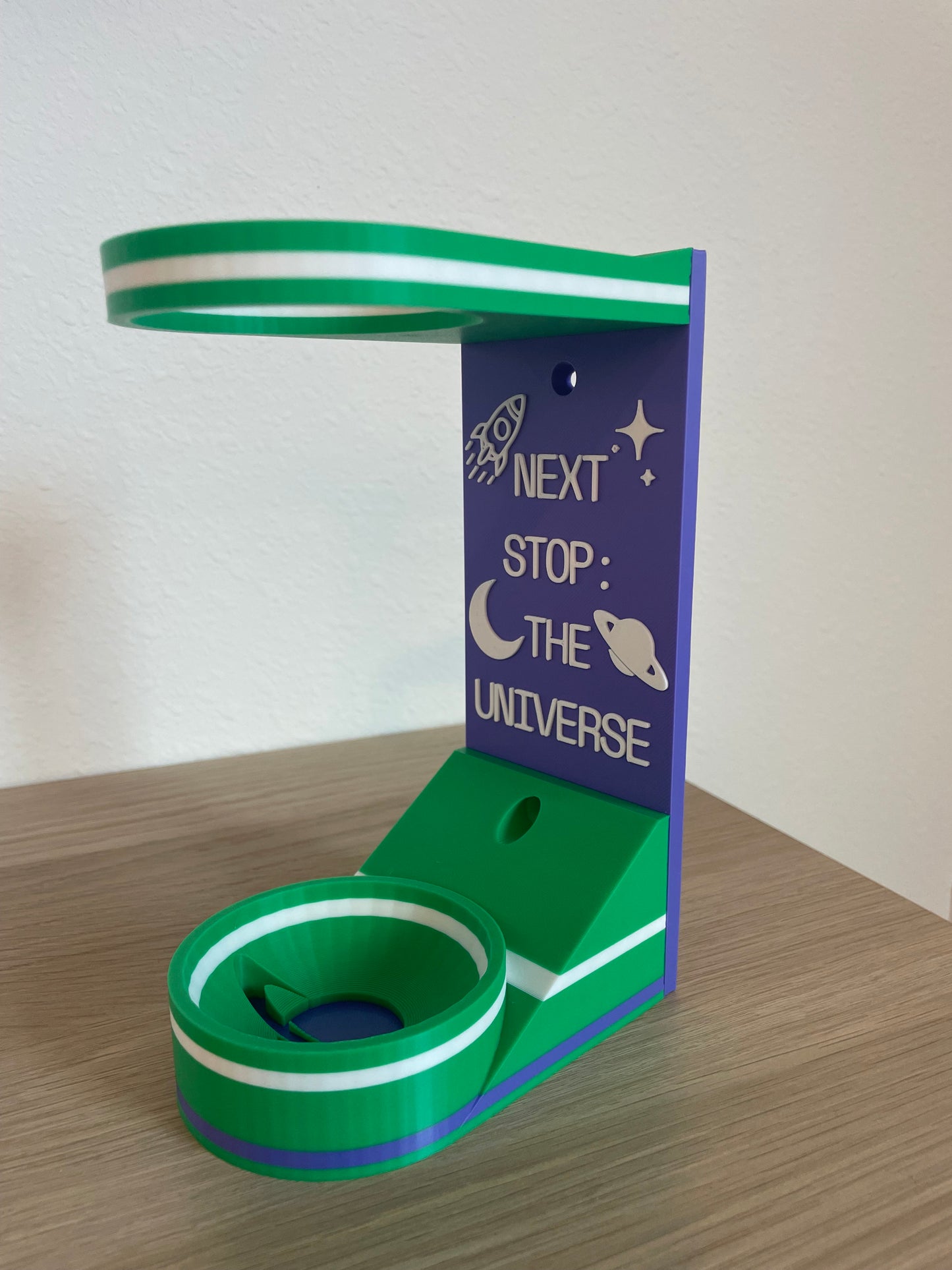 Space Hero Vertical Wall Mount Display for Theme Park Bubble Wands | 3D Printed Multi-Color Holders + Hardware Included