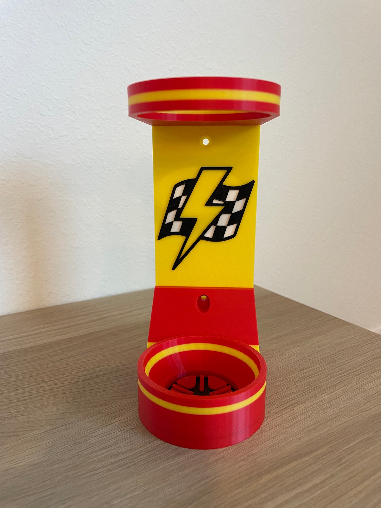 Lightning Bolt Vertical Wall Mount Display for Theme Park Bubble Wands | 3D Printed Multi-Color Holders + Hardware Included