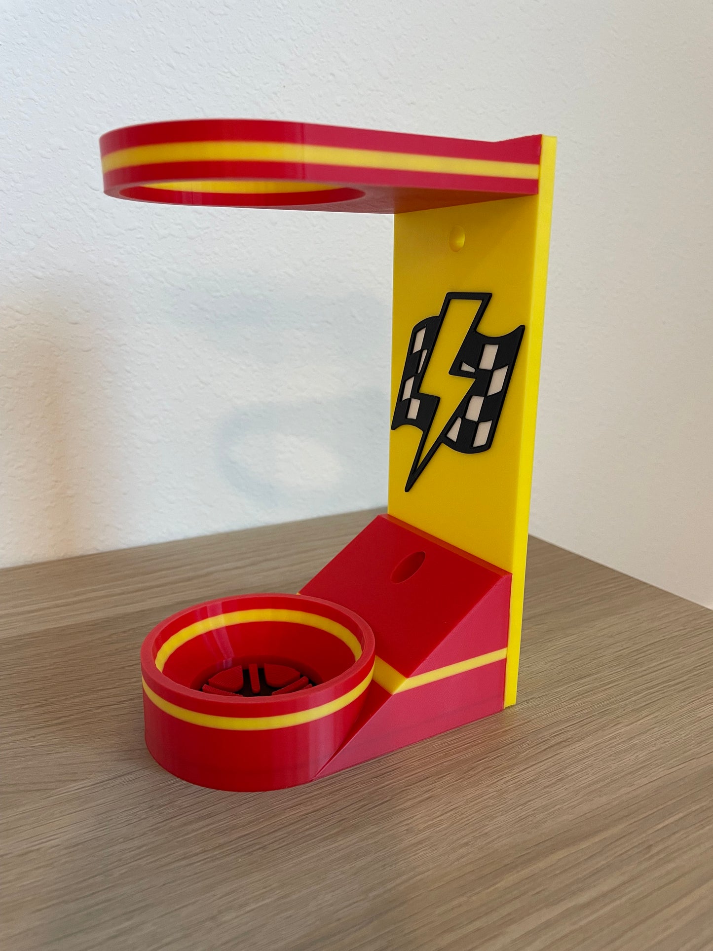 Lightning Bolt Vertical Wall Mount Display for Theme Park Bubble Wands | 3D Printed Multi-Color Holders + Hardware Included