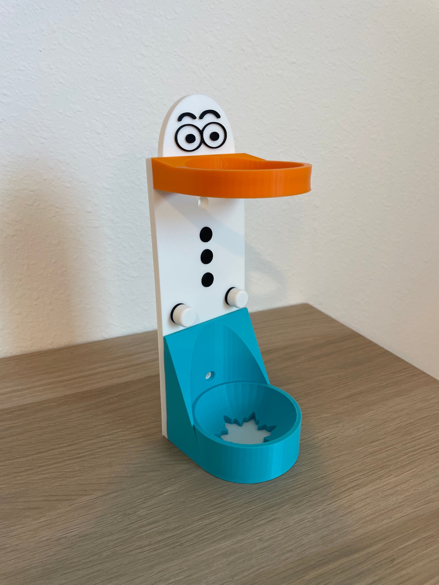 Snowman Vertical Wall Mount Display for Theme Park Bubble Wands | 3D Printed Multi-Color Holders + Hardware Included