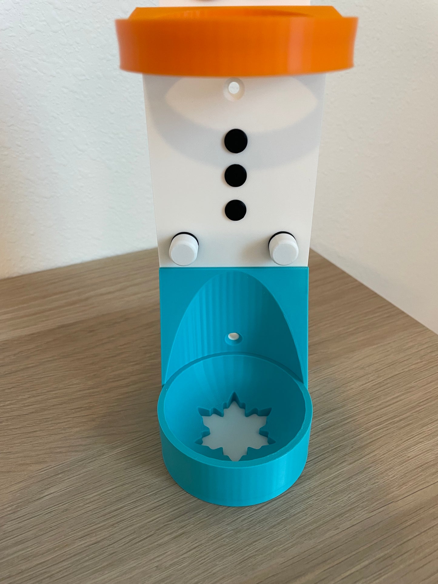 Snowman Vertical Wall Mount Display for Theme Park Bubble Wands | 3D Printed Multi-Color Holders + Hardware Included