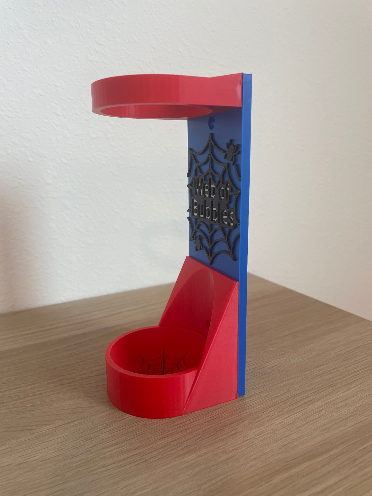Friendly Hero Vertical Wall Mount Display for Theme Park Bubble Wands | 3D Printed Multi-Color Holders + Hardware Included