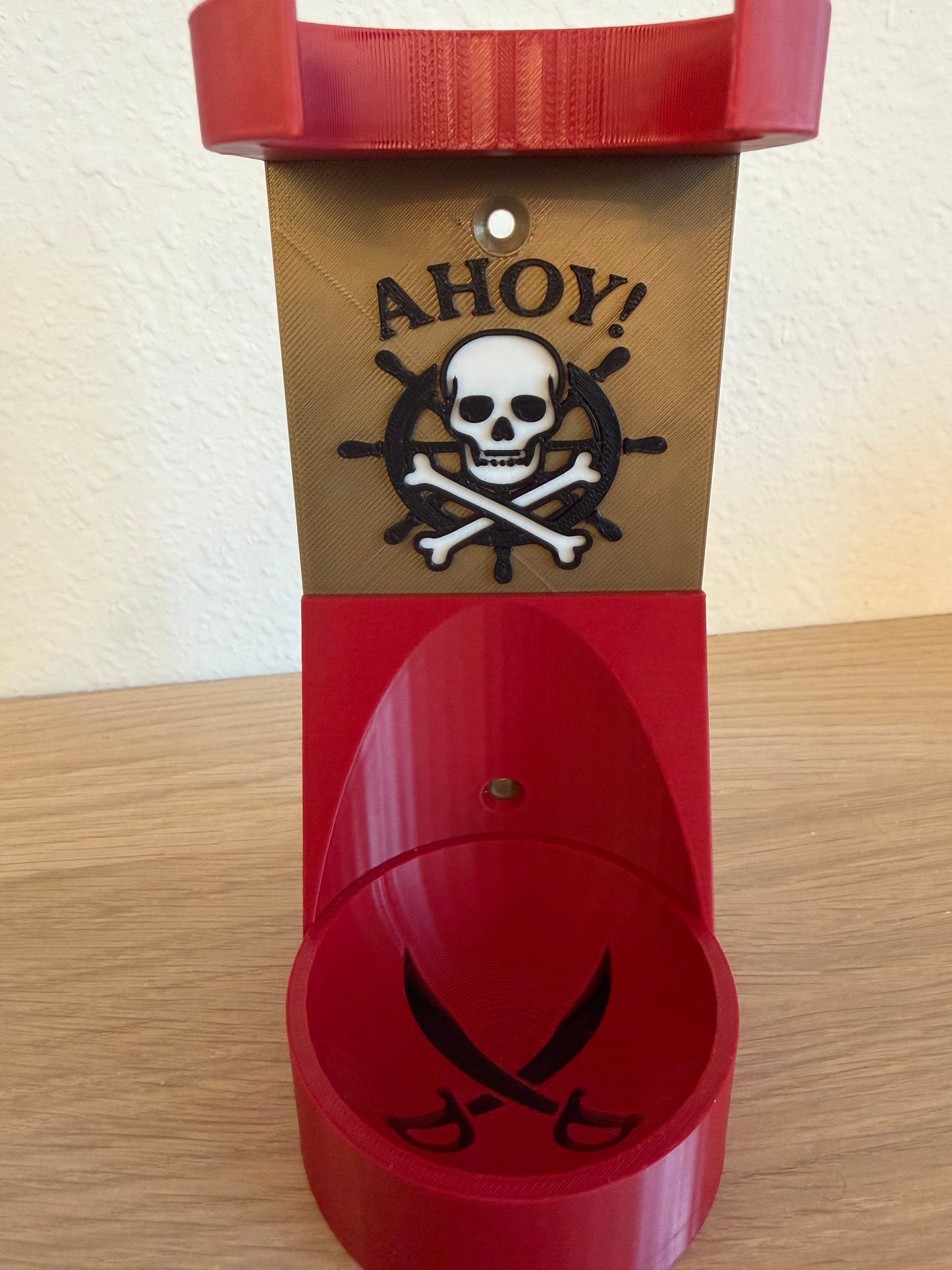 Pirates Vertical Wall Mount Display for Theme Park Bubble Wands | 3D Printed Multi-Color Holders + Hardware Included