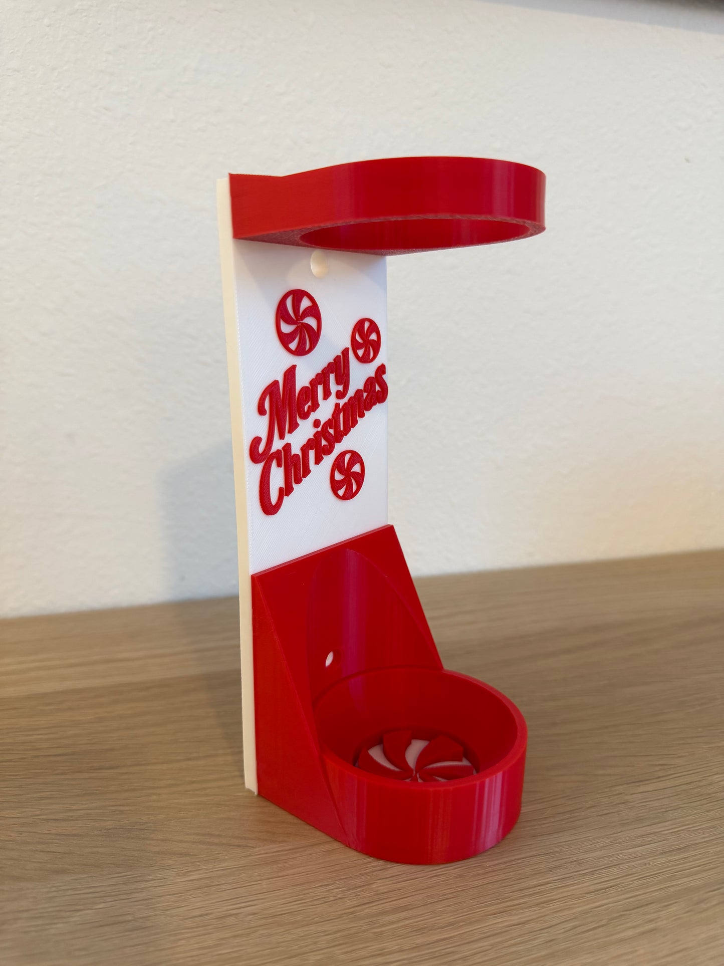 Peppermint Christmas Vertical Wall Mount Display for Theme Park Bubble Wands | 3D Printed Multi-Color Holders + Hardware Included