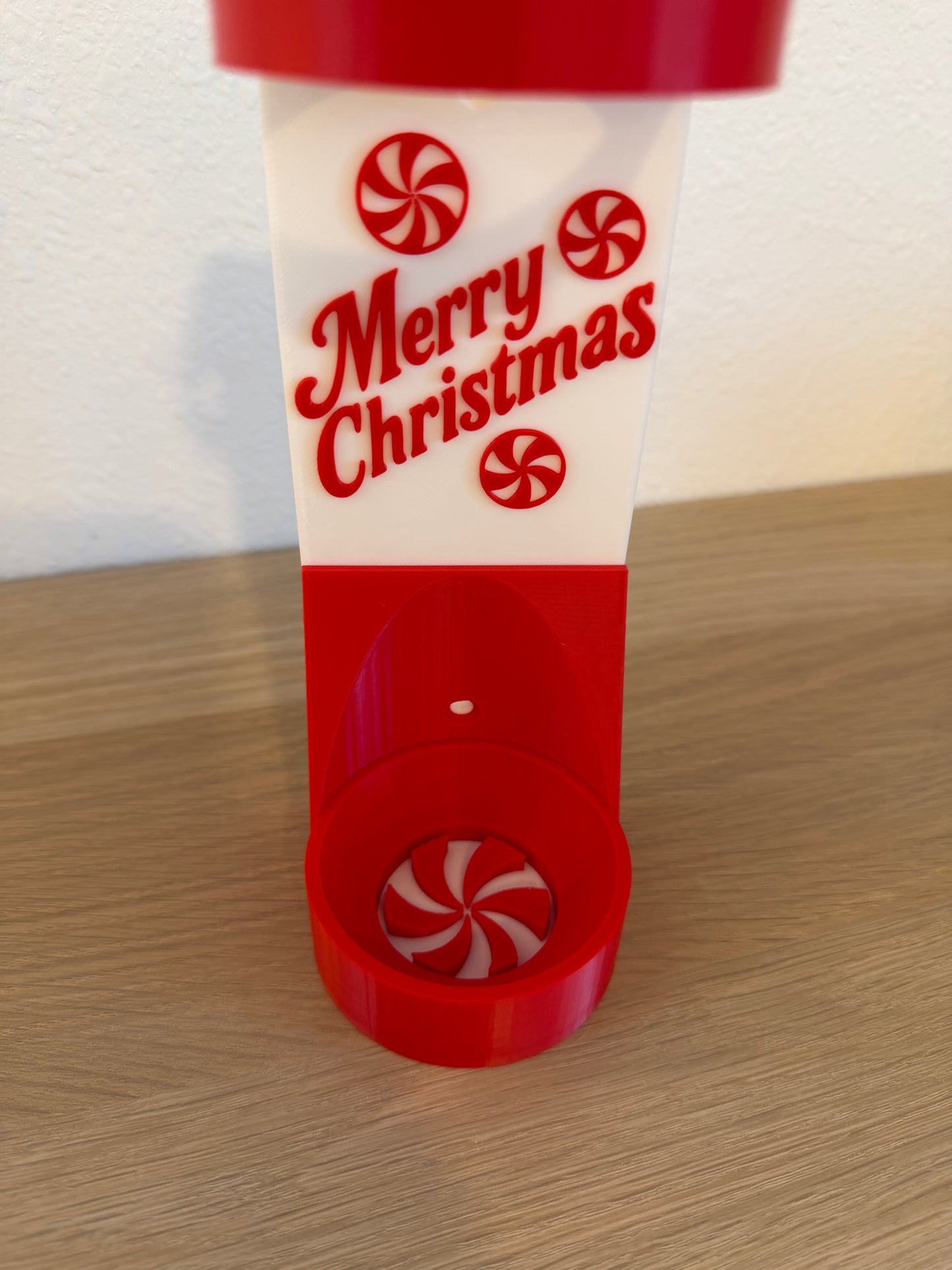 Peppermint Christmas Vertical Wall Mount Display for Theme Park Bubble Wands | 3D Printed Multi-Color Holders + Hardware Included